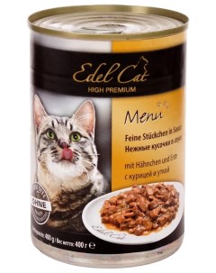 Консервы для кошек Menu с курицей и уткой нежные кусочки в соусе 400г Edel cat