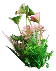 Искусственное растение аквариумное зелено розовый 3х9 см 5 шт Пижон