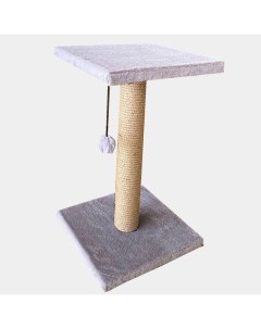 Когтеточка столбик для кошек с лежанкой серый джут 30х30х52 см Homestuff