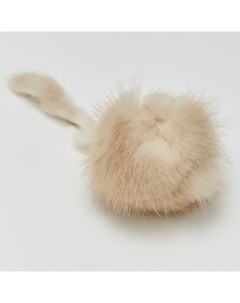 Игрушка для кошек Мячик погремушка с хвостиком белый мех пластик 8 см Игруля