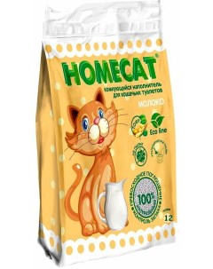Комкующийся наполнитель Ecoline соевый молоко 4шт по 12л Homecat