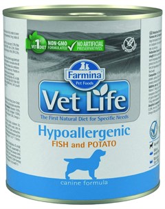 Влажный корм для собак VetLife Hypoallergenic рыба с картофелем 300 г Farmina