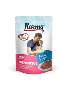 Корм влажный Sensitive Mini для собак с чувствительным пищеварением лосось всоусе80г Karmy