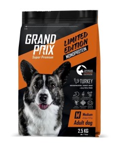 Сухой корм для собак Monoprotein для средних пород с индейкой 2 5 кг Grand prix