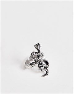 Серебристое кольцо с дизайном в виде змеи Sacred hawk