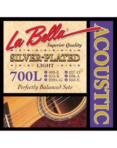 Струны 700L 009 050 посеребренные для акустической гитары La bella