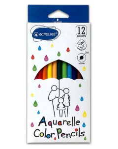 Набор акварельных цветных карандашей 12 цветов кисточка Acmeliae