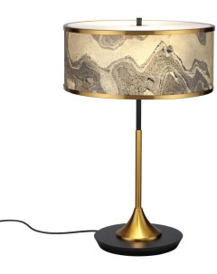 Настольная лампа античн бронза серо беж металл натур камен шпон E27 LED 2 10W Odeon light