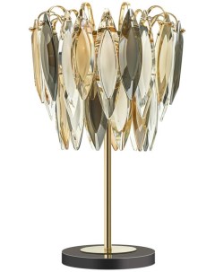 Настольная лампа золото дымчат янтарн матовый белый металл хрусталь E14 3 40W Odeon light