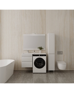 Тумба с раковиной Даллас 110 см 2 ящика, подвесная Люкс белая, PLUS, ЭМАЛЬ Style line