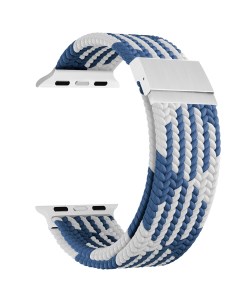 Плетеный нейлоновый ремешок для Apple Watch 42 44 45 49 mm PLEIONE голубой белый Lyambda