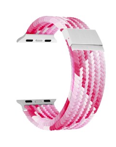 Плетеный нейлоновый ремешок для Apple Watch 38 40 41 mm PLEIONE розовый белый Lyambda