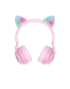 Беспроводные наушники W27 Bluetooth Cat ear Pink Hoco