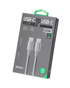 Кабель USB C to USB C PD Charging Cable Metallic Series 1 2 м серебристый Dorten
