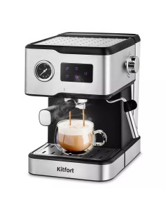 Рожковая кофеварка КТ 7104 черный серебристый Kitfort