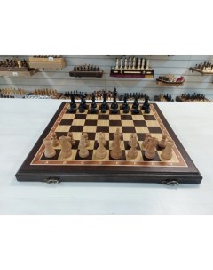 Шахматы из дерева Стаунтон венге 50 на 50 см с утяжелением Lavochkashop