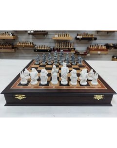 Шахматы в ларце подарочные средневековье темные Lavochkashop