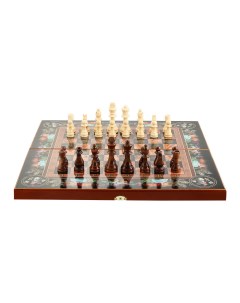 Шахматы шашки нарды 3 в 1 Жостовские узоры дерево 50х50см Nobrand