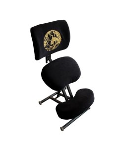 Ортопедический коленный стул со спинкой и узором Журавли черный черный Олимп