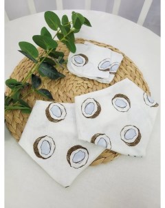 Нагрудники муслиновые Кокосы 2 платочка в подарок Nobrand