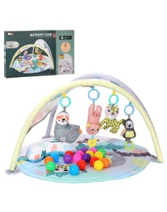 Развивающий коврик Животные мягкие дуги 20 шариков 5 игрушек JB0333981 Smart baby