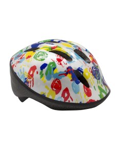 Детский велосипедный шлем цвет белый рисунок ладошки размер s 48 53 Bellelli