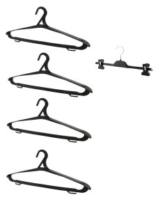 Набор вешалок ВВ 7 для верхней одежды черная 4шт PV 36 брючная черная 1шт Valexa