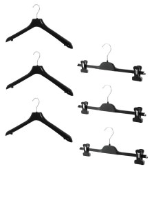 Набор вешалок ВМ 40 для верхней одежды черная 3шт PV 36 брючная черная 3шт Valexa