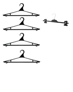 Набор вешалок ВБ 2 для верхней одежды черная 4шт PV 36 брючная черная 1шт Valexa