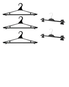 Набор вешалок ВБ 2 для верхней одежды черная 3шт PV 36 брючная черная 2шт Valexa