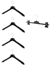 Набор вешалок ВМ 40 для верхней одежды черная 4шт PV 36 брючная черная 1шт Valexa