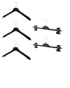 Набор вешалок ВМ 40 для верхней одежды черная 3шт PV 36 брючная черная 2шт Valexa