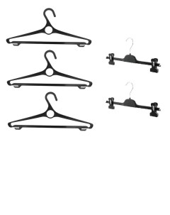 Набор вешалок ВВ 2 для верхней одежды черная 3шт PV 36 брючная черная 2шт Valexa