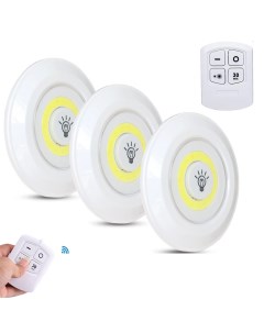 Светодиодный светильник LED Light 3 шт пульт ДУ белый 9 см Simpleshop