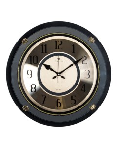 Часы круг с зеркалом d 40 5 см корпус черный Золотая классика Рубин