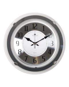 Часы круглые с зеркалом d 40 см корпус белый Классика Рубин