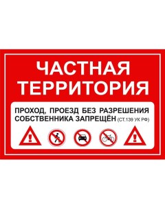 Табличка Частная территория проезд запрещён 40х27см Cyber-lik