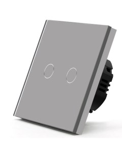 Сенсорный выключатель двухклавишный 500Вт 2 клавиши панель стекло Серый Mvava
