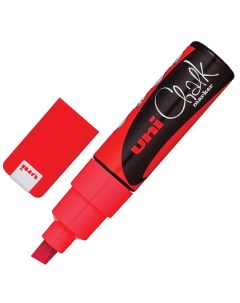 Маркер для окон и стекла Uni Chalk 8мм смываемый на меловой основе красный 6шт Uni mitsubishi pencil