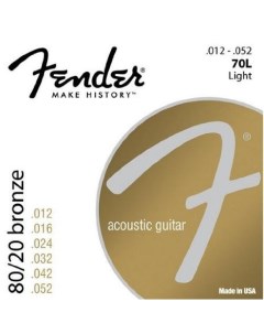 Струны для акустической гитары STRINGS NEW ACOUSTIC 70L 80 20 BRNZ BALL END 12 52 Fender