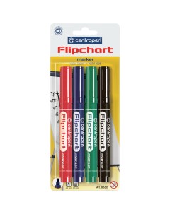 Набор маркеров для флипчартов Flipchart 25мм 4 цвета 4шт 10 уп Centropen