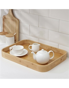 Поднос с ручками striata, 46×33×4,5 см, бамбук Доляна