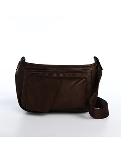 Поясная сумка на молнии 3 наружных кармана цвет коричневый Nobrand