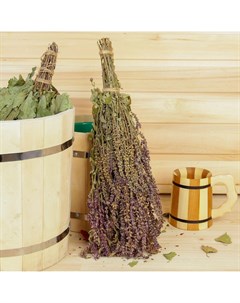 Веник для бани 45 5 см травяной из шалфея в индивидуальной упаковке Добропаровъ