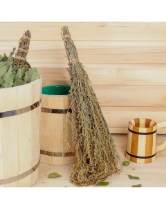 Веник для бани 45 5 см травяной из полыни в индивидуальной упаковке Добропаровъ