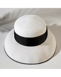 Шляпа женская с лентой цвет белый р р 56 58 Minaku