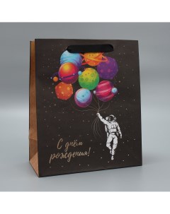 Пакет подарочный крафтовый вертикальный упаковка Дарите счастье