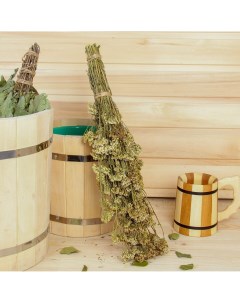 Веник для бани 45 5 см травяной из тысячелистника в индивидуальной упаковке Добропаровъ