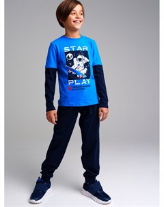 Комплект трикотажный для мальчиков фуфайка футболка с длинным рукавом брюки Playtoday tween