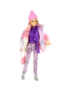 Кукла София одета в меховую шубку розовую шапочку и брюки 29 см Карапуз